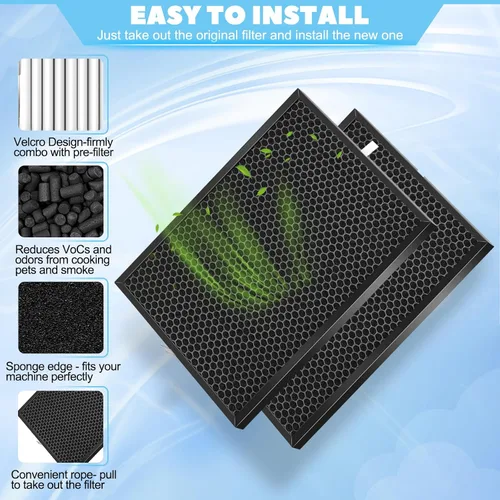 Miniatura 3 de Paquete de 2 filtros de repuesto mejorados FZ-A80DFU, compatible con purificador de aire Sharp FP-A60UW y FP-A80UW, filtro de carbón activado QCYZTL