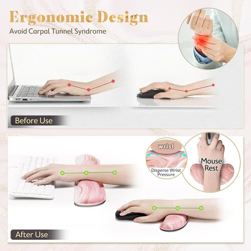 Miniatura 5 de Gimars Juego Mejorado Ampliado de Almohadilla de Apoyo para Muñeca de Teclado de Espuma Viscoelástica de Gel, Diseño Ergonómico Cómodo