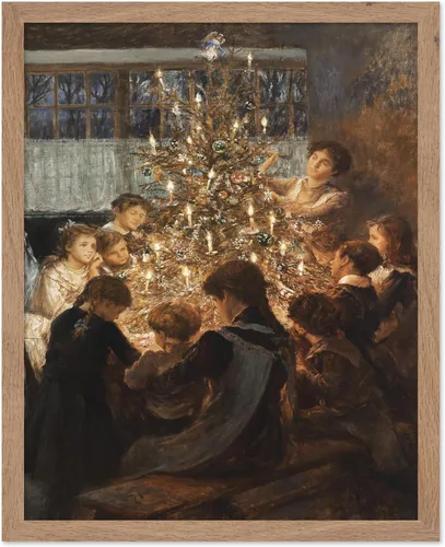 Miniatura 66 de Poster Master Impresión de pintura vintage de árbol de Navidad, póster retro de vacaciones, arte de invierno, diseño abstracto melancólico de pared