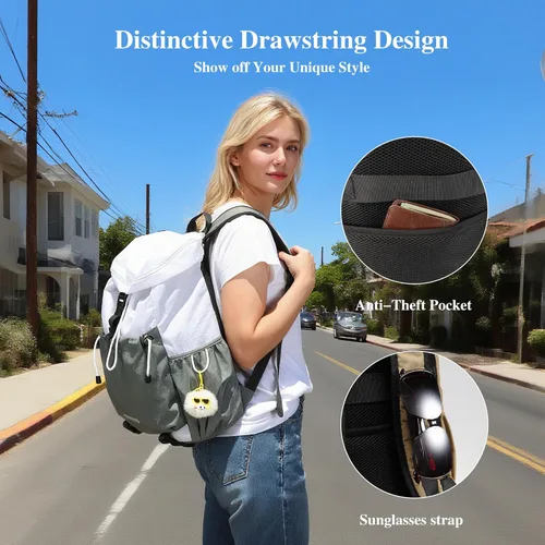 Miniatura 6 de Mochila con cordón para adolescentes y niños, mochila para laptop de 17 pulgadas, bonita mochila de regreso a clases, mochila casual para escuela