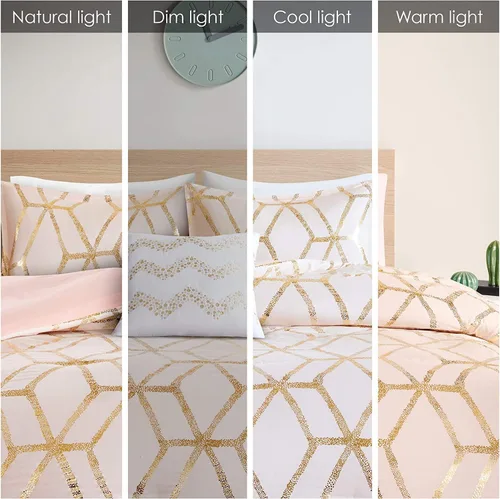 Miniatura 4 de Comfort Spaces Vivian juego de edredón ultra suave para todas las estaciones, ligero y moderno, ropa de cama con estampado geométrico, metálico