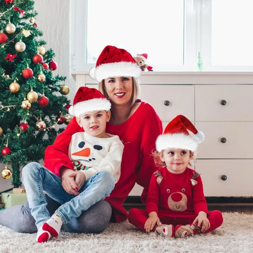 Miniatura 8 de Christmas Hat, Santa Hat for Adults/Kids/Baby Red Velvet Double Extra Thicken Unisex Xmas Hats for New Year Holiday Party