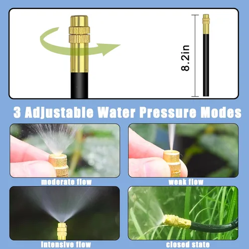 Miniatura 4 de Sistema de riego por goteo de 49.21 pies, kit de riego por goteo flexible de 360°, sistema de riego automático para jardín, sistema de nebulización
