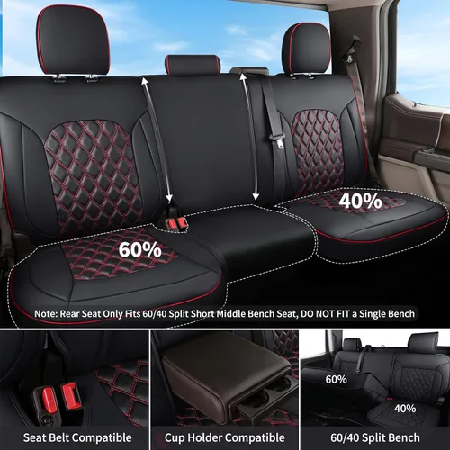 Miniatura 2 de Huidasource - Juego completo de fundas de asiento para Dodge Ram, fundas impermeables de cuero para camioneta pickup, con cobertura total, protector