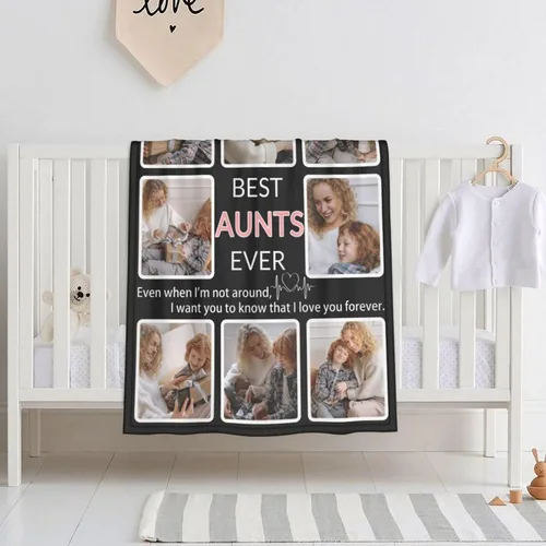 Miniatura 51 de Manta personalizada con collage de fotos, para hermana, amiga, madre, padre, familia, mascotas, parejas, en Navidad, cumpleaños, aniversario, regalo
