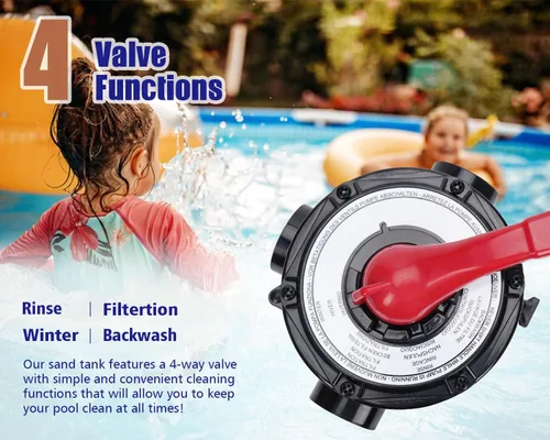Miniatura 4 de CIPU Sistema de bomba de filtro de arena de 10 pulgadas, práctica válvula de 4 vías para piscinas sobre el suelo con bomba de piscina de 0.25 HP 115