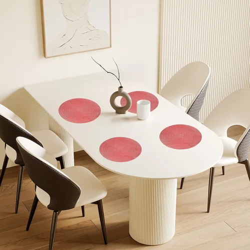 Miniatura 6 de uxcell Juego de 6 manteles individuales redondos dorados para mesas de comedor, manteles individuales metálicos de polivinilo prensado, manteles