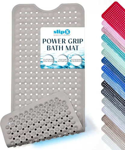 Miniatura 9 de SlipX Solutions - Tapete extralargo y de fuerte agarre para tina y ducha, para adultos mayores y niños, 39x16 pulgadas, antideslizante, agujeros