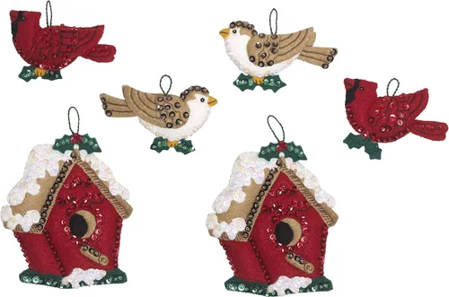 Miniatura 7 de Bucilla Kit de apliques de fieltro, kit de adornos navideños de 6 piezas, bajo el mar