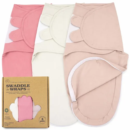 Miniatura 14 de Mantas para envolver para recién nacidos – Juego de 3 mantas para bebé de 0-3 meses – Saco de dormir ajustable – Envuelto suave de algodón orgánico