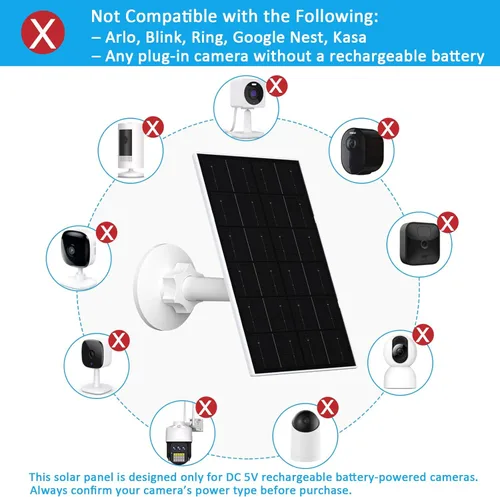 Miniatura 5 de Zivif Panel Solar USB para Cámara de Seguridad, Cargador Solar de 4W para Cámara de Batería Recargable, Resistente al Agua IP66, Montura Ajustable 1