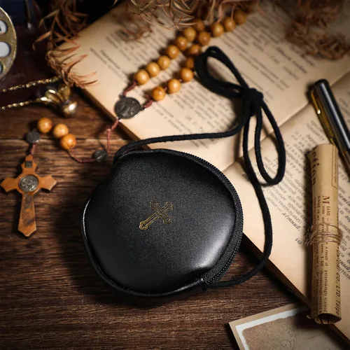 Miniatura 4 de Funda de cuero para Pyx, estuche de Pyx católico con correa para comunión, sacerdotes anfitriones, diáconos, regalos