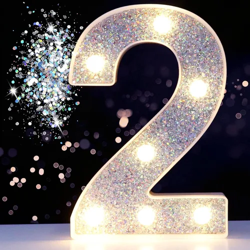 Miniatura 11 de Pooqla - Letras con luces LED para decoraciones de cumpleaños plateadas, letras de marquesina LED para decoración de habitación de adolescentes