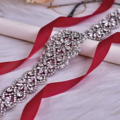 Miniatura 32 de azaleas Cinturón de boda fino de cristal para mujer, cinturón de novia para boda, dama de honor, accesorios de vestido de niña de las flores, 16