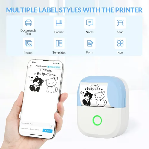 Miniatura 3 de mafiti Mini impresora adhesiva portátil térmica sin tinta inalámbrica Bluetooth para teléfono con dibujo AI, para notas de estudio, fotos, álbumes