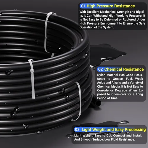 Miniatura 4 de TAILONZ PNEUMATIC Negro DOT 1/4 pulgadas de 32.8 ft 32.8ft Nylon Air Tubing Kit Tubería Manguera de tubería de línea de aire Tubería o transferencia