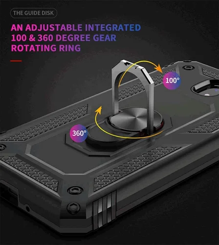 Miniatura 5 de TJS Funda para teléfono compatible con Samsung Galaxy J7, anillo de metal magnético con soporte protector (negro)
