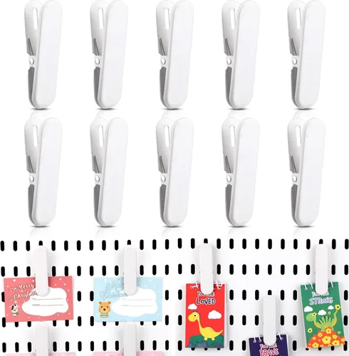 Miniatura 8 de Fulmoon 10 piezas de accesorios de tablero de clavijas, clips de metal para manualidades, sala de estar, cocina, baño, oficina, pared, organizar