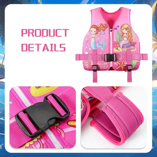 Miniatura 4 de Chaleco de natación para niños, chaleco de natación para niños pequeños, flotadores de 20 a 60 libras con correa de seguridad ajustable, S-XL