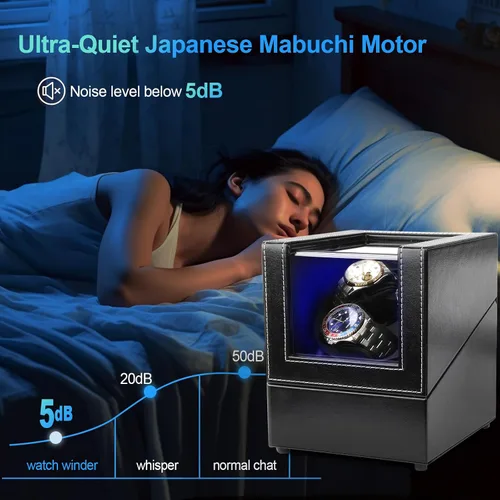 Miniatura 2 de J&T Technology Enrollador de reloj para relojes automáticos, enrollador automático de reloj con luz LED, caja de reloj giratoria con motor