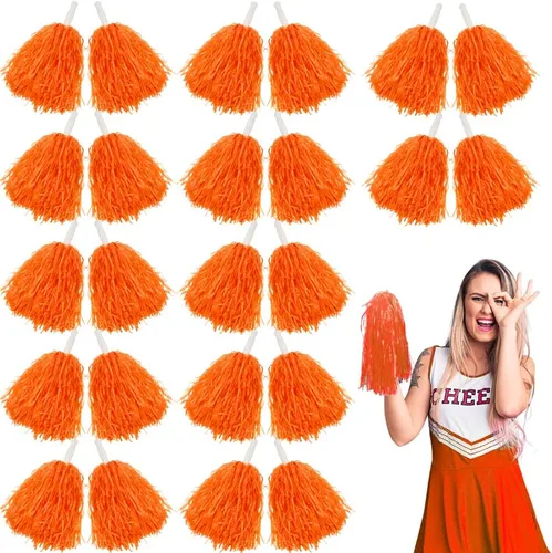 Miniatura 7 de Lovecheer 24 pompones de plástico de animadora con asa para animadoras deportivas y bailar Rosa