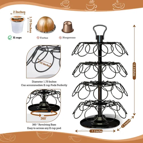 Miniatura 3 de BLACKSMITH FAMILY Carrusel de cápsulas de 36 K con diseño de fácil montaje, soporte para tazas K, soporte para tazas K, carrusel de taza K, soporte