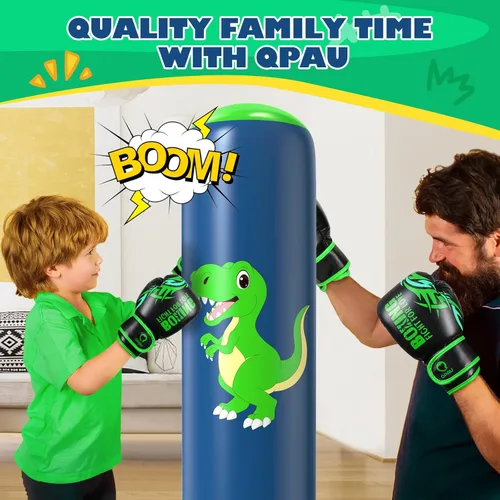 Miniatura 5 de QPAU Saco de boxeo inflable, bolsa de boxeo inflable estable de 48 pulgadas para 3-6 niños, juguete de dinosaurio y regalos para niños y niñas