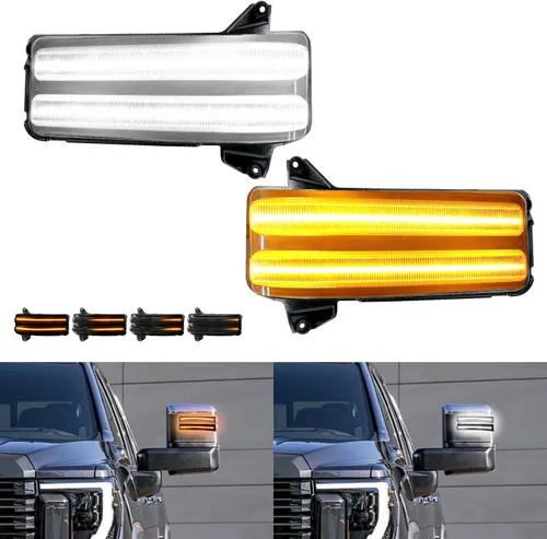 Miniatura 10 de ROCCS Luz de señal de giro secuencial ámbar con interruptor de retroceso LED para espejo lateral de remolque, luz DRL blanca de estacionamiento