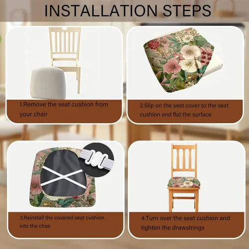 Miniatura 4 de Fundas de asiento para silla, paquete de 4 fundas impermeables elásticas para silla de comedor con lazos elásticos, extraíbles y lavables, Rosa