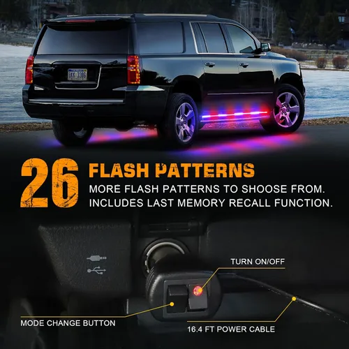 Miniatura 4 de XRIDONSEN 2 piezas de 70 pulgadas de luces de emergencia para camiones y policía, tira de luces de estribo de 864 LED, luces rojas y azules Rojo/Azul
