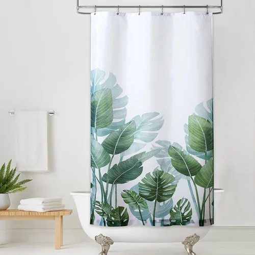 KGORGE Cortina de ducha para baño, impermeable, con patrón de plantas, tamaño de cabina, decoración de baño para tina, inodoro, spa, 36 pulgadas de