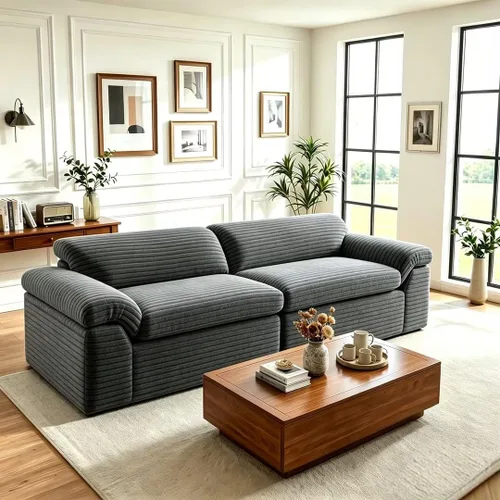 Miniatura 16 de Vesgantti 74" Cloud Couch for Living Room, 2 Seaters Deep Seat Sectional Modular Sofa, Double Cushion Corduroy Small Sofas Living Room Couches for