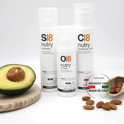 Miniatura 5 de NAPURA C8 Crema hidratante acondicionador (6.76 onzas líquidas) para cabello seco y dañado, proteínas de cachemira, aceites de jojoba y aguacate