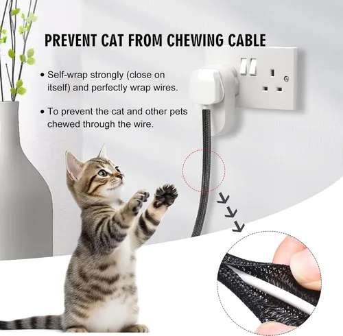 Miniatura 4 de Malla protectora de cable de 10 pies y 1/2 pulgada, funda dividida para cable de alimentación, USB, audio, cable para TV y computadora, protector