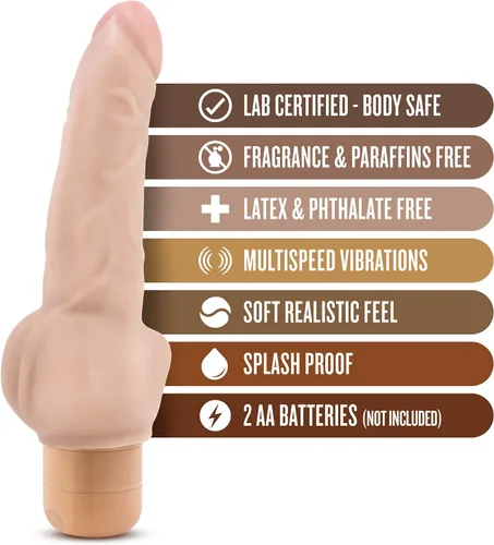 Miniatura 2 de Blush Dr. Skin: Cock Vibe-12 Consolador vibrador de 8 pulgadas ~ Consolador delgado de sensación real de 1.5 pulgadas de ancho ~ Estimulador