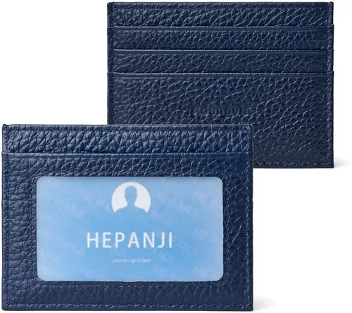 Miniatura 33 de Cartera de tarjeta de crédito de cuero genuino, billetera minimalista, inserciones de billetera delgada, 003, Estuche para tarjetas de crédito