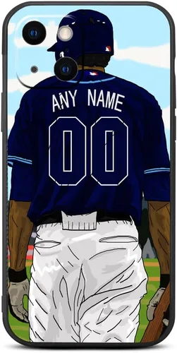 Miniatura 27 de Funda negra con nombre y número personalizable de camiseta de béisbol para iPhone 14 13 12 11 Xs Max XR 8 7 6 Plus 11 Pro mini, silicona