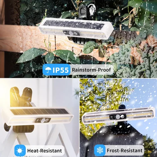 Miniatura 7 de Luces solares de movimiento con clip para exteriores, impermeables, paquete de 2 luces con sensor de movimiento para exteriores con 36 LED, 3000 K