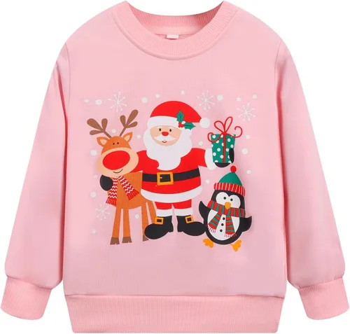 Miniatura 36 de Sudaderas para niñas pequeñas, cuello redondo, sin botones, de manga larga, para invierno, casual, ropa 2T-7T, Dinosaurio