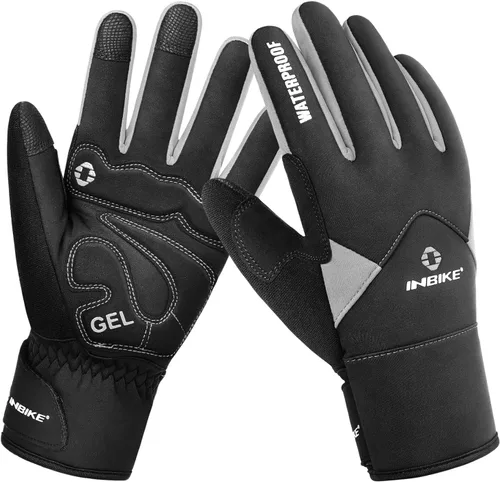 INBIKE Guantes de ciclismo de invierno para hombres y mujeres, para clima frío, térmicos, resistentes al viento, guantes de bicicleta de gel,