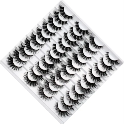 Miniatura 817 de Pooplunch - Pestañas postizas finas de visón sintético, estilo ojo de gato, naturales, cruzadas, tipo racimo, efecto 8D de volumen, tiras