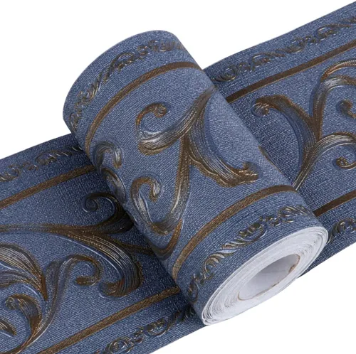 Miniatura 7 de Creation Core - Cenefa autoadhesiva e impermeable para pared con diseño 3D de mosaicos, 4.2 x 196.8 pulgadas, Azul Azul Vine