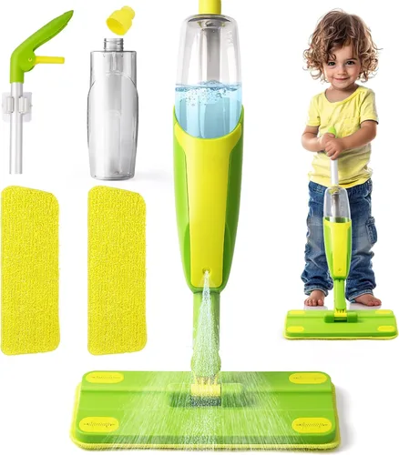 Miniatura 9 de Juego de juguetes de limpieza para niños, mini trapeador de aerosol rosa, juguetes Montessori, herramienta de limpieza para niños pequeños