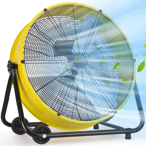 Miniatura 9 de MEPTY Ventilador de tambor industrial de 24 pulgadas, ventilador de piso de 8800 CFM de alta velocidad, circulador de aire de metal resistente de 3
