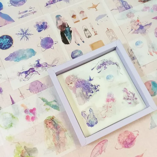 Miniatura 13 de Juego de calcomanías kawaii (100 hojas) - Lindas calcomanías transparentes de animales de dibujos animados y flores para álbum de recortes, Doudou