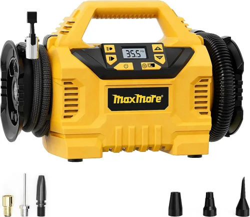 MaxMore Inflador/desinflador portátil de neumáticos compatible con batería DeWalt 20V (solo herramienta), bomba de compresor de aire inalámbrica de
