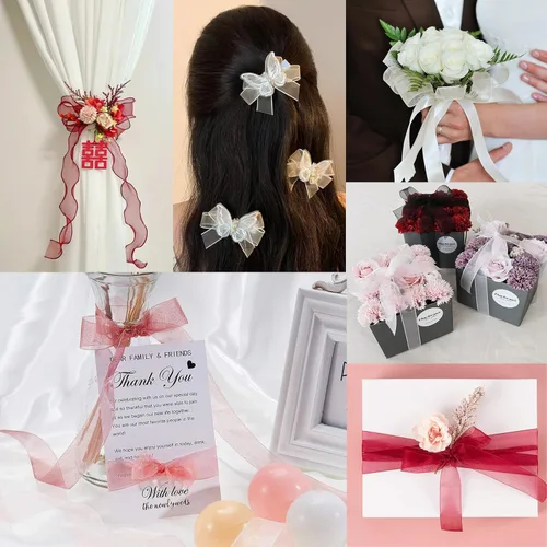 Miniatura 6 de Cinta de organza transparente de 3/4 de pulgada, 50 yardas, cinta de gasa para envolver regalos, decoración de Navidad, Halloween, ramo de boda