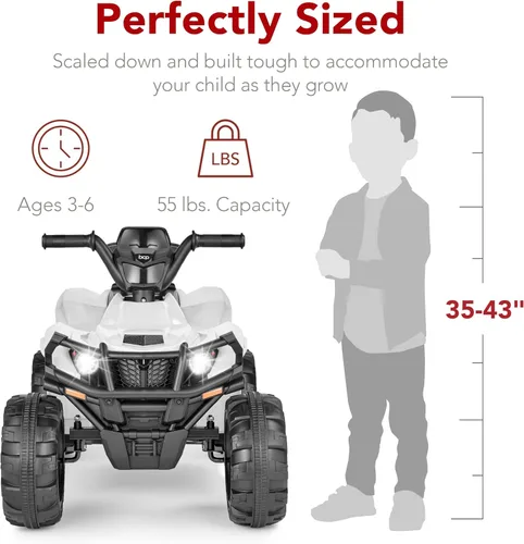 Miniatura 6 de Best Choice Products vehículo eléctrico de 12V para niños, ATV de 4 ruedas, vehículo de juguete con audio Bluetooth, velocidad máxima de 2.4 mph
