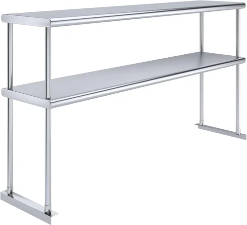 Miniatura 20 de Estante doble de acero inoxidable resistente con certificación NSF de calibre 18 con soportes para cocinas, cuartos de servicio, almacenamiento