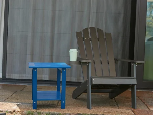 Miniatura 2 de Mesa auxiliar doble Adirondack para exterior de Meluvici, resistente a la intemperie, mesa de extremo rectangular para patio al aire libre para Azul